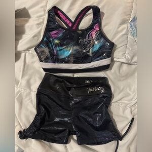 Justice Black Dance Set with Teal, Pink & White Accents